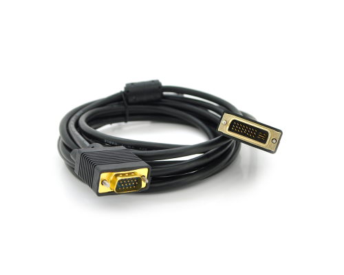 Кабель VGA (тато) -DVI-I (тато) (24 + 5) 3метра 2 фериту обплетення круглий чорний Кабель VGA (тато) -DVI-I (тато) (24 + 5) 3метра 2 фериту обплетення круглий чорний