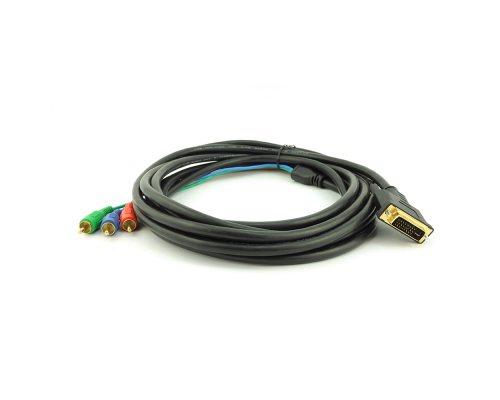 Кабель DVI (тато)-3RCA (тато), 1.5m, 2ферит, Black, пакет