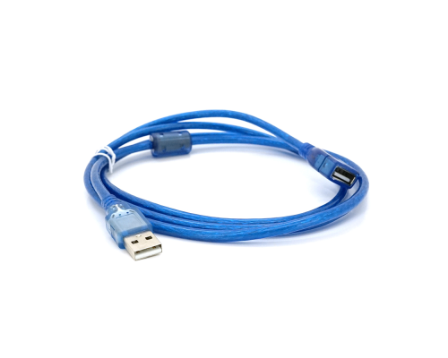 Подовжувач USB 2.0 AM / AF, 1.5m, 1 ферит, прозорий синій Q250