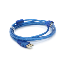 Подовжувач USB 2.0 AM/AF, 1.8m, 1 ферит, прозорий синій Q300