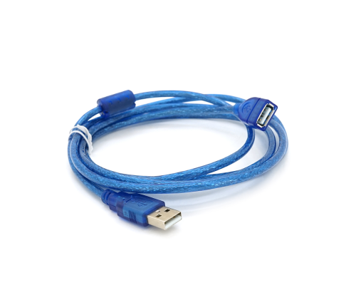 Подовжувач USB 2.0 AM/AF, 1.8m, 1 ферит, прозорий синій Q300