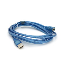 Подовжувач USB 2.0 AM / AF, 3.0m, 1 ферит, прозорий синій Q150