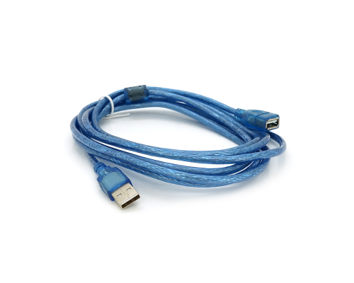Подовжувач USB 2.0 AM / AF, 3.0m, 1 ферит, прозорий синій Q150