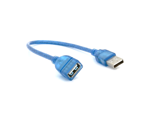 Подовжувач USB 2.0 AM / AF, 0.3m, прозорий синій Q500