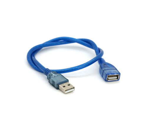 Подовжувач USB 2.0 AM / AF, 0.5m, прозорий синій Q500