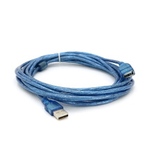 Подовжувач USB 2.0 AM / AF, 5.0m, 1 ферит, прозорий синій Q100