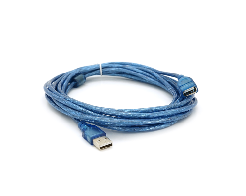 Подовжувач USB 2.0 AM / AF, 5.0m, 1 ферит, прозорий синій Q100
