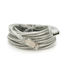 Удлинитель USB 2.0 AM/AF, 10.0m, 1 феррит, прозорий синий Q70