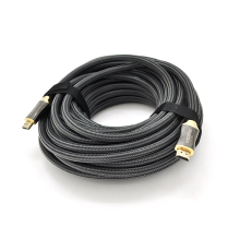 Кабель VEGGIEG HX-20 HDMI-HDMI 2K * 4K, 20.0m, v2,0, OD-9.5mm, круглий, обплетення, Black, коннектор Black-Gold, Box