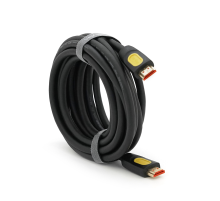 Кабель VEGGIEG HA-5 HDMI-HDMI 4K UHD, 5.0m, v2,0, OD-4.0mm, круглий, Black, коннектор Black-YELLOW