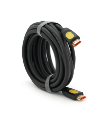 Кабель VEGGIEG HA-5 HDMI-HDMI 4K UHD, 5.0m, v2,0, OD-4.0mm, круглий, Black, коннектор Black-YELLOW