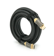 Кабель VEGGIEG HX-8 HDMI-HDMI 2K * 4K, 8.0m, v2,0, OD-8.0mm, круглий, обплетення, Black, коннектор Black-Gold, Box