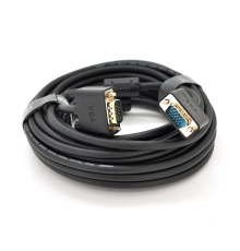 Кабель VEGGIEG VG-10 VGA 3 + 6, 10m, male to male (тато-тато), OD-6.5mm, 2 фериту, круглий Black, коннектор Gold, Box