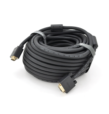 Кабель VEGGIEG VG-20 VGA 3 + 6, 20m, male to male (тато-тато), OD-8.0mm, 2 фериту, круглий Black, коннектор Gold, Box