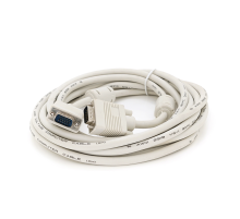 Кабель Merlion VGA 3 + 4 5m, male to male (тато-тато), 1 ферит, біло-синій, пакет Q80