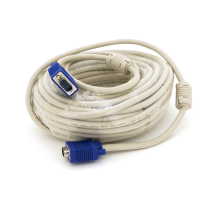 Кабель Merlion VGA 20m, male to male (тато-тато), 2 фериту, білий, Пакет, Q20