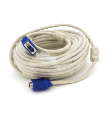 Кабель Merlion VGA 20m, male to male (тато-тато), 2 фериту, білий, Пакет, Q20