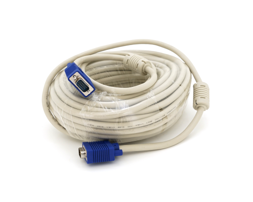 Кабель Merlion VGA 20m, male to male (тато-тато), 2 фериту, білий, Пакет, Q20 Кабель Merlion VGA 20m, male to male (тато-тато), 2 фериту, білий, Пакет, Q20
