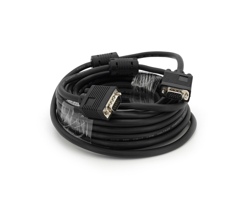 Кабель Merlion VGA 10m, male to male (тато-тато), 2 фериту, чорний, Пакет Q50 Кабель Merlion VGA 10m, male to male (тато-тато), 2 фериту, чорний, Пакет Q50