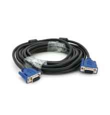Кабель Merlion VGA 3 + 2 5m, male to male (тато-тато), 2 фериту, чорно-синій, пакет Q100