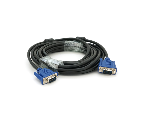 Кабель Merlion VGA 3 + 2 5m, male to male (тато-тато), 2 фериту, чорно-синій, пакет Q100 Кабель Merlion VGA 3 + 2 5m, male to male (тато-тато), 2 фериту, чорно-синій, пакет Q100