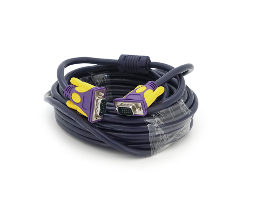 Кабель Merlion VGA 3 + 4 with shielding, 10m, male to male (тато-тато), 2 фериту, purple, Пакет Q50