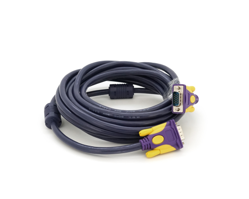 Кабель Merlion VGA 3 + 4 with shielding, 5m, male to male (тато-тато), 2 фериту, purple, Пакет Q100