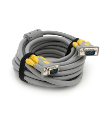 Кабель Merlion VGA 3+6 HIGH SPEED 5m, male to male (тато-тато), 1 ферит, сіро-жовтий, кульок 1080P Q60
