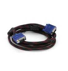 Кабель Merlion VGA 3 + 4, 3.0m, male to male (тато-тато), OD-8.2mm, 2 фериту, обплетення, круглий Black / Red, коннектор Blue, кульок