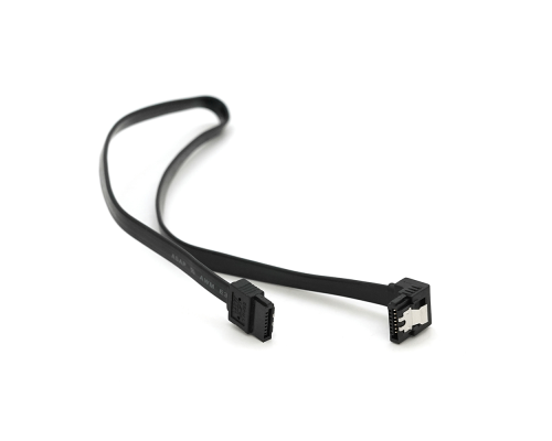Кабель інтерфейсний SATA 0.45м, загнутий із клямкою, чорний