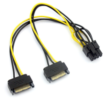 Кабель-перехідник для живлення відеокарти SATA + SATA -> 8P, OEM Q50