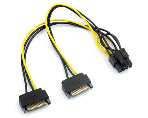 Кабель-перехідник для живлення відеокарти SATA + SATA -> 8P, OEM Q50