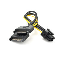 Кабель-перехідник для живлення відеокарти SATA+SATA->6P, OEM Q50