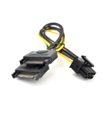 Кабель-перехідник для живлення відеокарти SATA+SATA->6P, OEM Q50