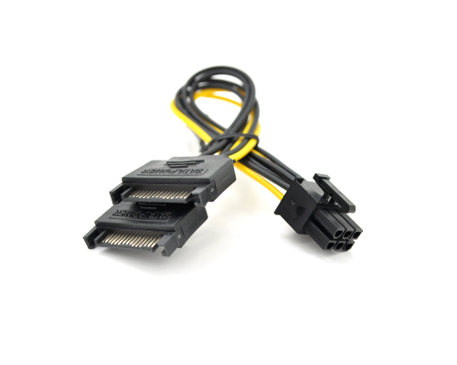 Кабель-перехідник для живлення відеокарти SATA+SATA->6P, OEM Q50
