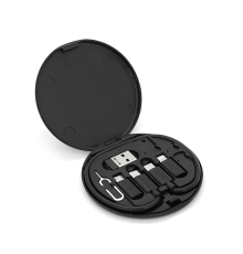 Кабель Data Cable Set, Type-C-Type-C+ перехідники (USB+Lighting+Micro), 60W, Black, довжина 0.2м, Case