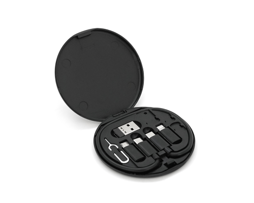 Кабель Data Cable Set, Type-C-Type-C+ перехідники (USB+Lighting+Micro), 60W, Black, довжина 0.2м, Case Кабель Data Cable Set, Type-C-Type-C+ перехідники (USB+Lighting+Micro), 60W, Black, довжина 0.2м, Case