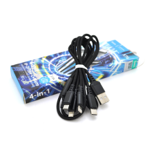 Кабель HOCO X76 USB-1 4 in 1 Micro/2*Iphone/Type-C, 2A, довжина 1м, Black, Box