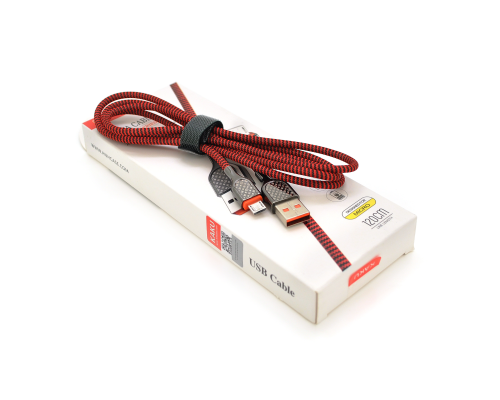Кабель iKAKU KSC-188 DIANYA zinc alloy charging data cable series for micro, Red, довжина 1,2м, 3,2А, BOX