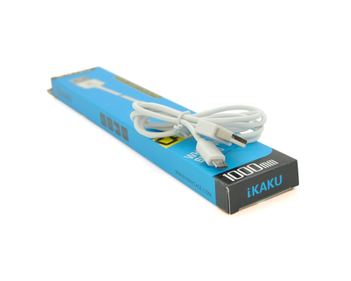 Кабель iKAKU XUANFENG charging data cable for micro, White, довжина 1м, 2,1А, BOX Кабель iKAKU XUANFENG charging data cable for micro, White, довжина 1м, 2,1А, BOX