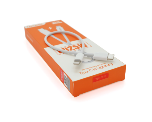 Кабель iKAKU KSC-653 FEIYUE PD100W fast charging short cable (Type-C to Lightning), White, довжина 0.25м, BOX Кабель iKAKU KSC-653 FEIYUE PD100W fast charging short cable (Type-C to Lightning), White, довжина 0.25м, BOX