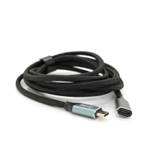 Подовжувач Type-C to Type-C (USB 3.2 GEN2 male to female), обплетення, Black, довжина 2м, підтримка 100W/10Gbps, 4K60HZ audio/video outpout, BOX