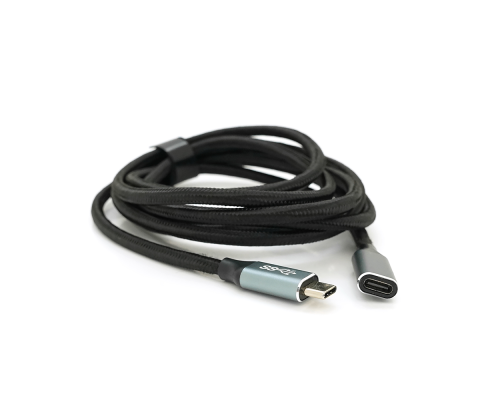 Подовжувач Type-C to Type-C (USB 3.2 GEN2 male to female), обплетення, Black, довжина 2м, підтримка 100W/10Gbps, 4K60HZ audio/video outpout, BOX