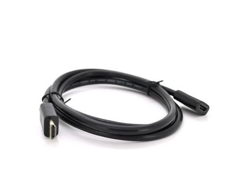 Подовжувач Merlion HDMI (тато) -HDMI (мама) VEGGIEG 0.5m, v2.0, OD-7.0mm, круглий, Black, коннектор Black, (Пакет)