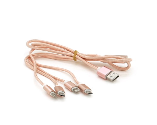 Кабель USB 2.0 DATA CABLE 2Lightning/2microUSB, 1.0м, круглий, Pink, Box Кабель USB 2.0 DATA CABLE 2Lightning/2microUSB, 1.0м, круглий, Pink, Box