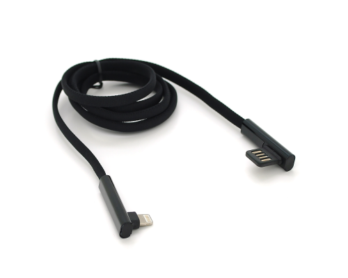 Кабель PZX V-113, Quick Charge Lighting Cable, 4.0A, Black, довжина 1м, кутовий, BOX
