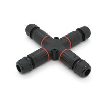 Кабельний T-розгалужувач EW-P20T-3P, під кабель 5-9 мм, 16A, 450V, Black