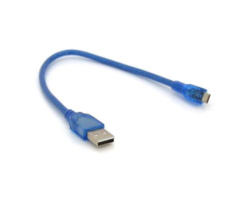 Кабель USB 2.0 (AM / Місго 5 pin) 0,3м, прозорий синій, Пакет