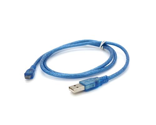 Кабель USB 2.0 (AM / Місго 5 pin) 1м, прозорий синій, Пакет, Q250