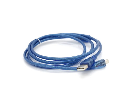 Кабель USB 2.0 (AM / Місго 5 pin) 1,5м, прозорий синій, Пакет